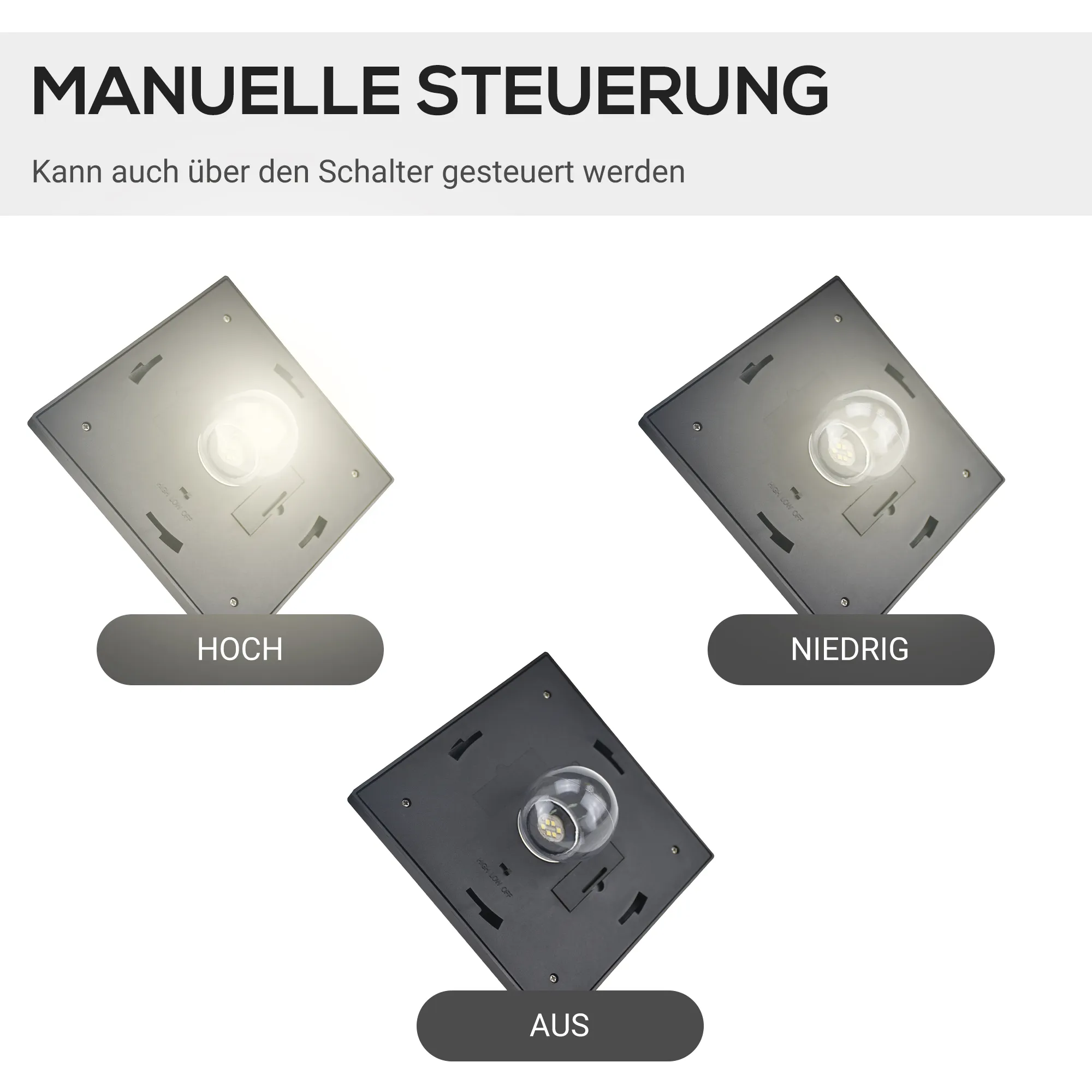 Solar Gartenlaterne Edelstahl 182,5cm 3-flammig Schwarz