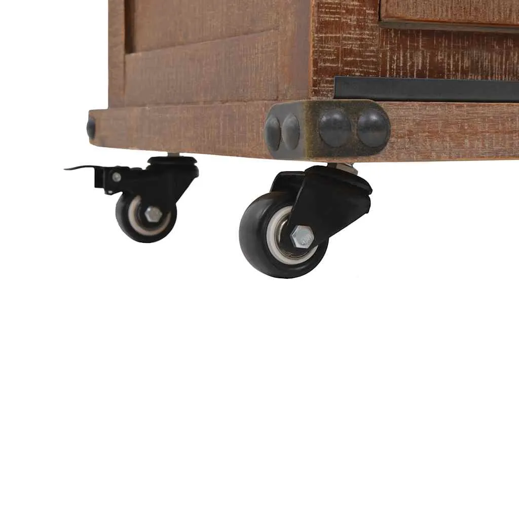 Rollschrank aus massivem Holz Braun 64 x 33,5 x 75 cm