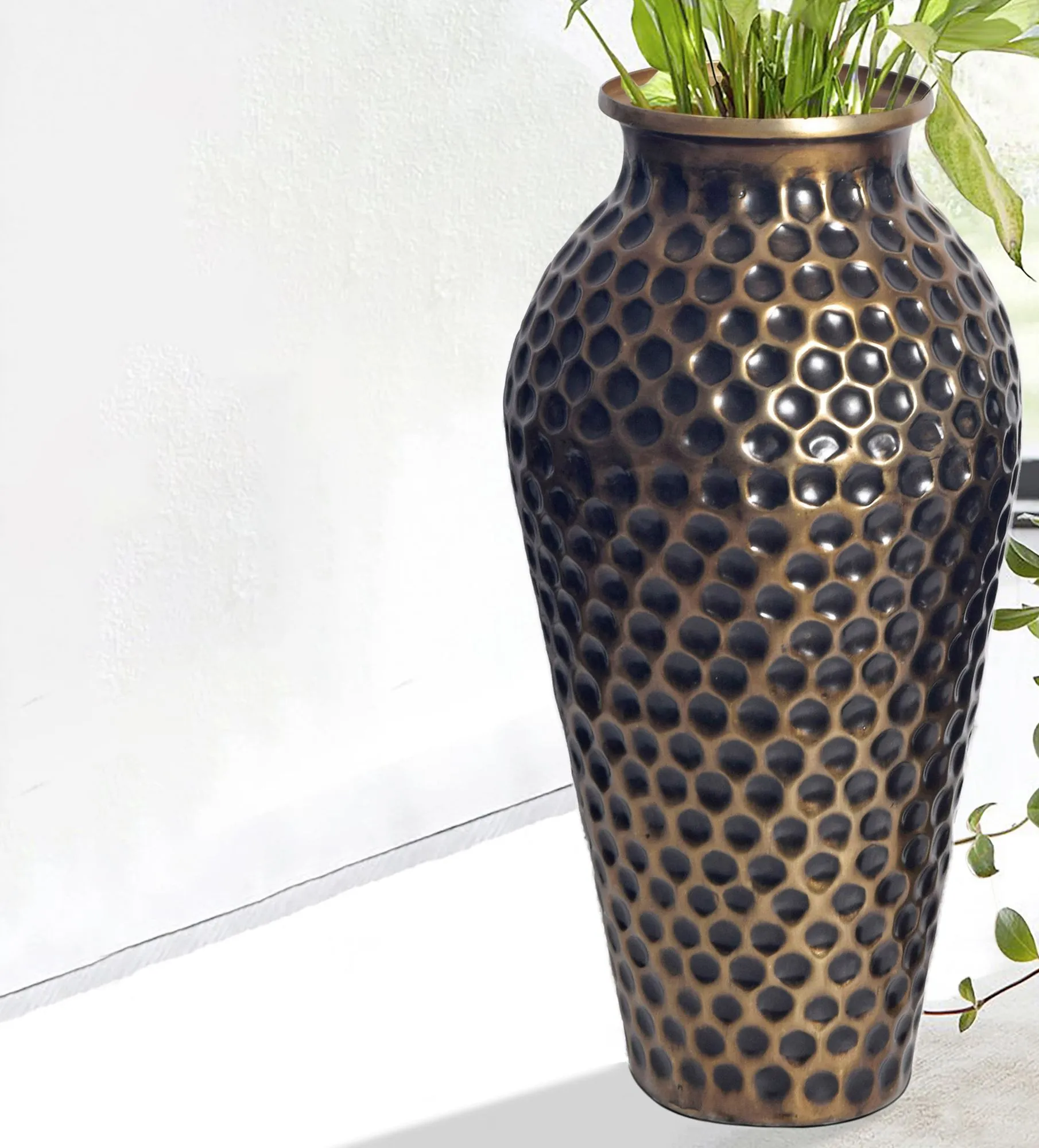 Deko Vase 2er Set Aluminium Gold Amphore Blumenvase Modern