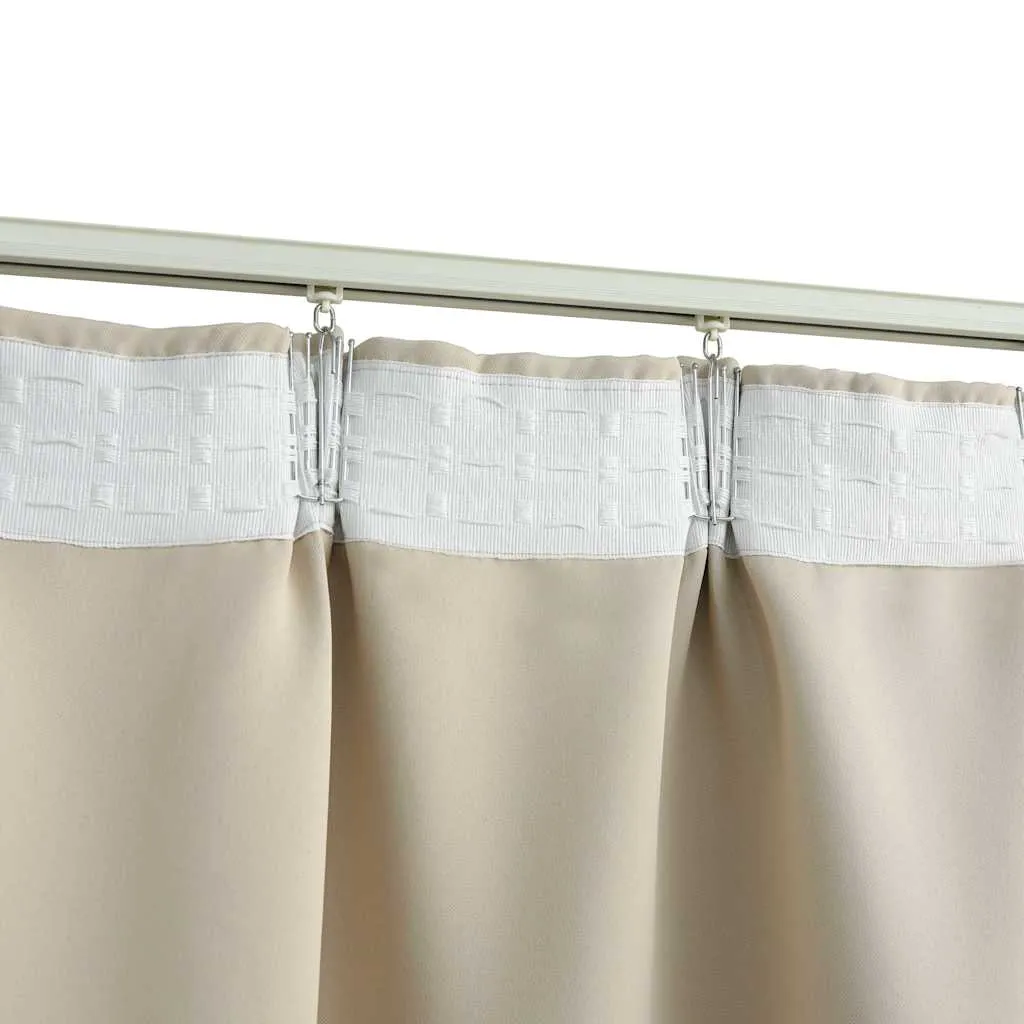 Beiger Vorhang 290 x 245 cm mit Metallhaken, 100% Polyester