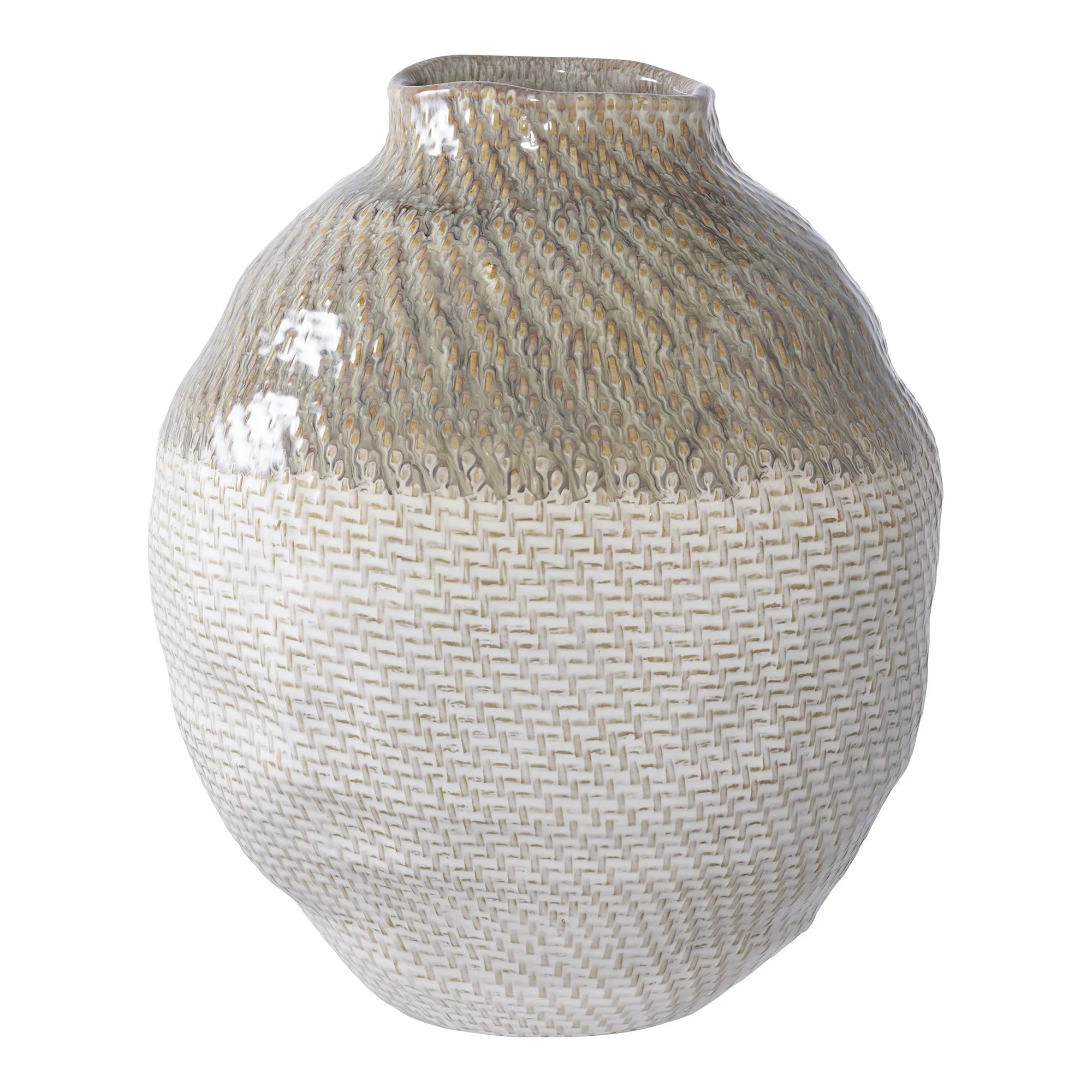 tinkaro Vase Keramik ø26x30,5 cm Weiß-Grün