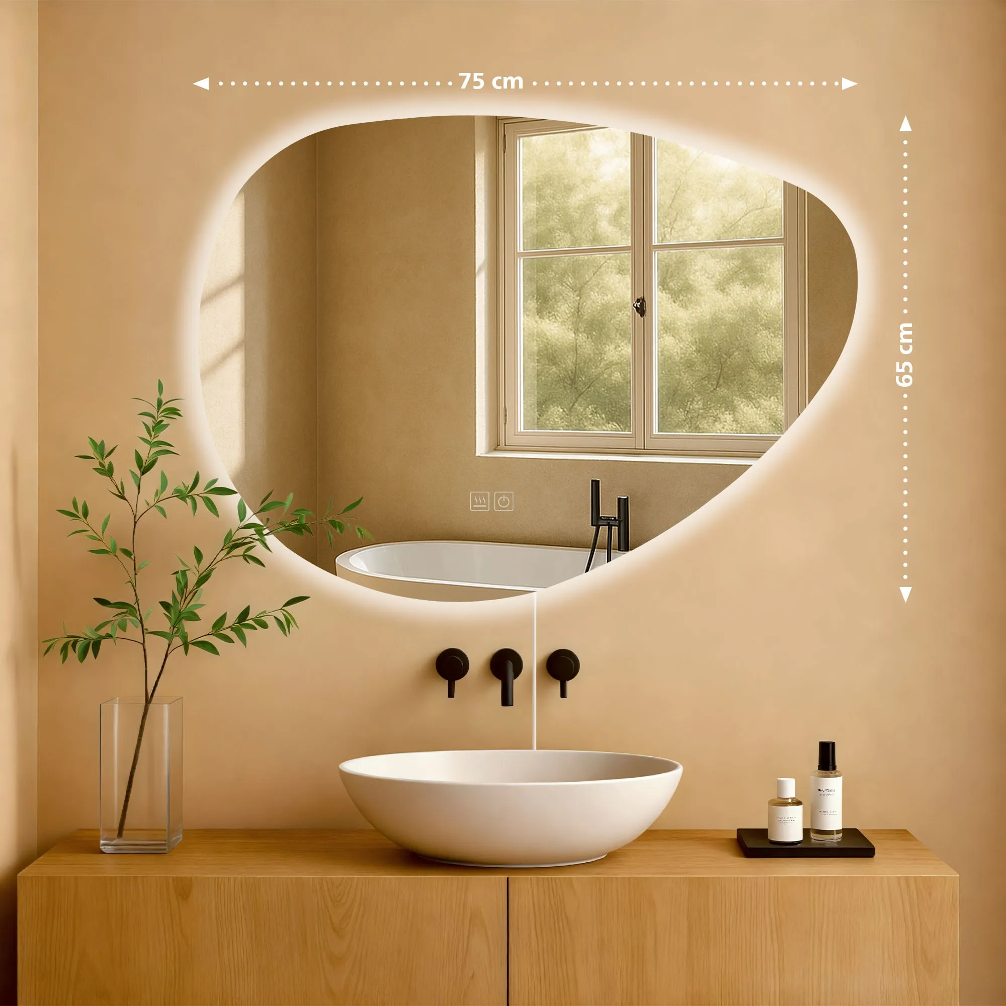 Badspiegel Almafie LED 75x65 cm klarglas