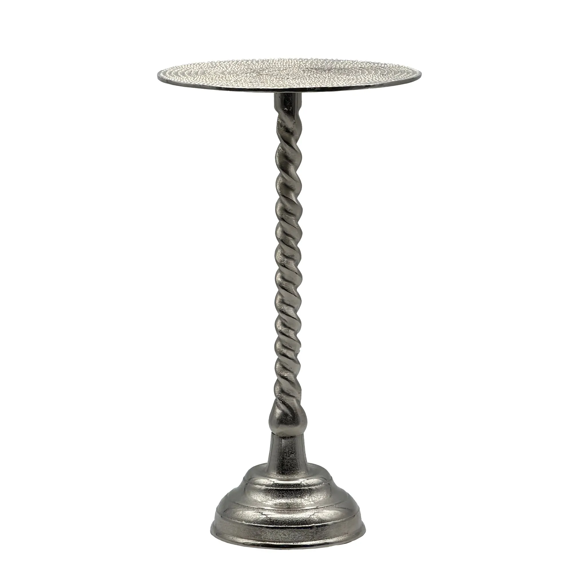 Beistelltisch Aluminium 28cm - Kleiner runder Anstelltisch aus Metall silber - Design Wohnzimmertisch - Dekotisch - Couchtisch - Metalltisch Handmade pflegeleicht