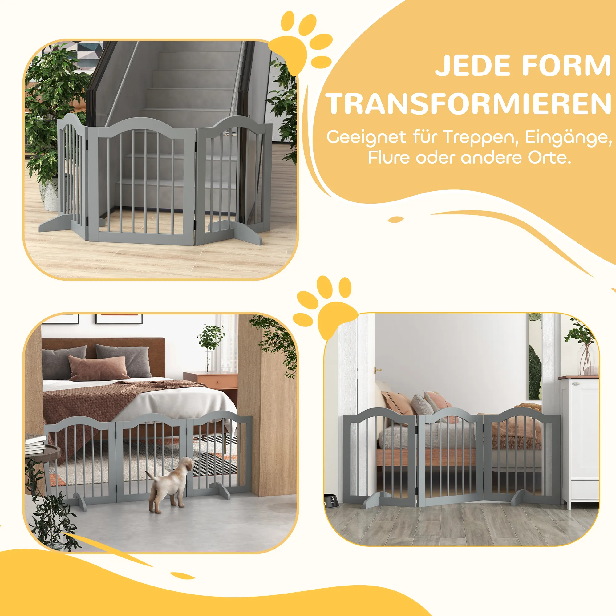 Hunde-Absperrgitter 154,5L x 29,5B x 61H cm in Hellgrau