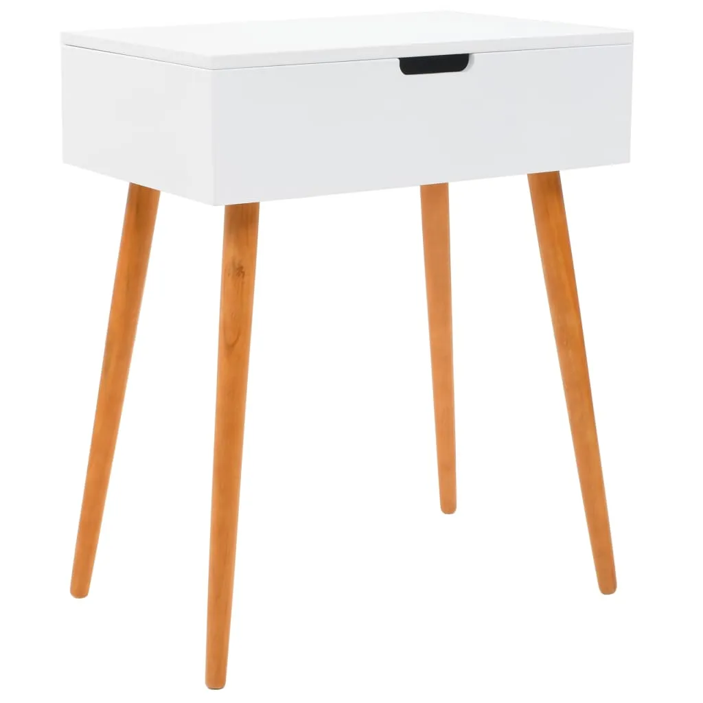 Frisiertisch 60x40x75 cm Weiß mit MDF, Glas und Massivholzbeinen