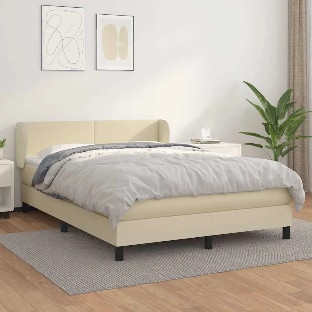 Boxspringbett Kunstleder Creme 140x200 cm inkl. Matratze & Topper