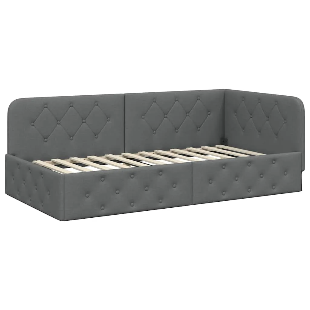 Eckbettgestell 204 x 94 x 72 cm Dunkelgrau