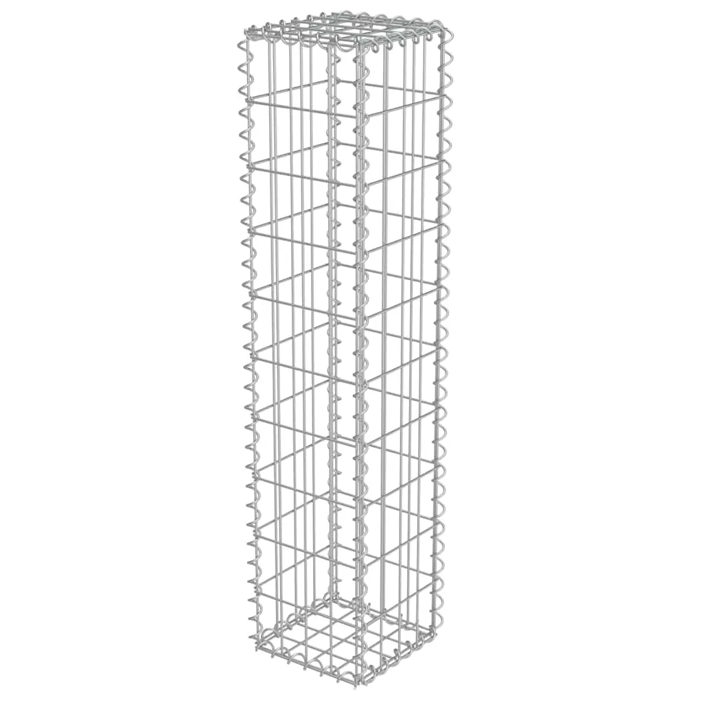 Gabionenkorb aus verzinktem Stahl Silber 20 x 20 x 100 cm
