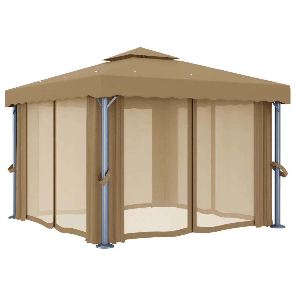 Pavillon 3x3 m Taupe mit Aluminium- und Stahlrahmen