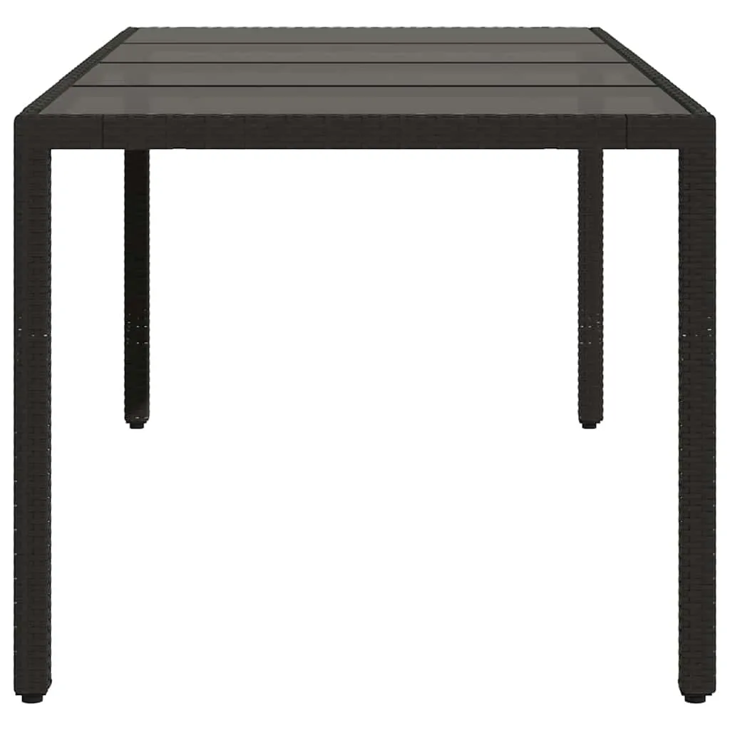 Gartentisch mit Glasplatte 190 x 90 x 75 cm Schwarz
