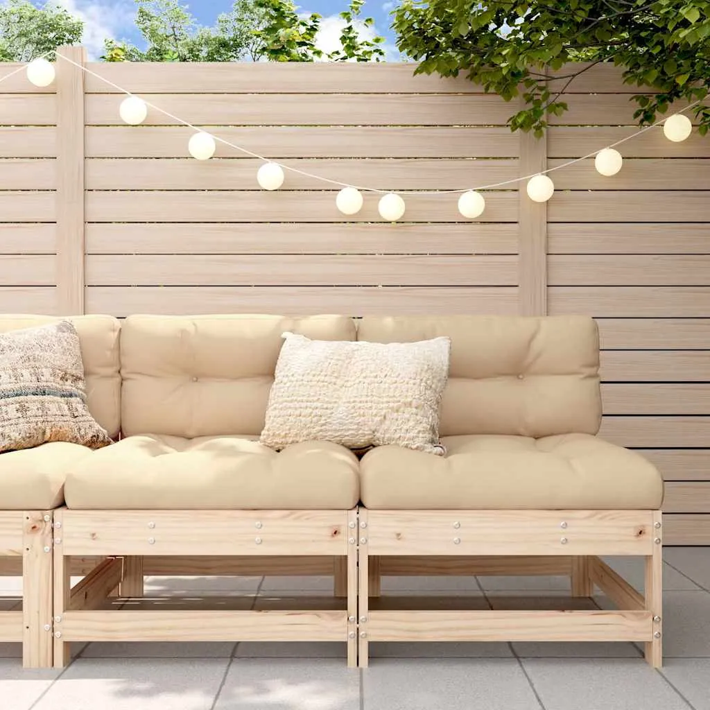 Modulares Gartensofa aus Massivholz, 62 x 62 x 70,5 cm, Beige