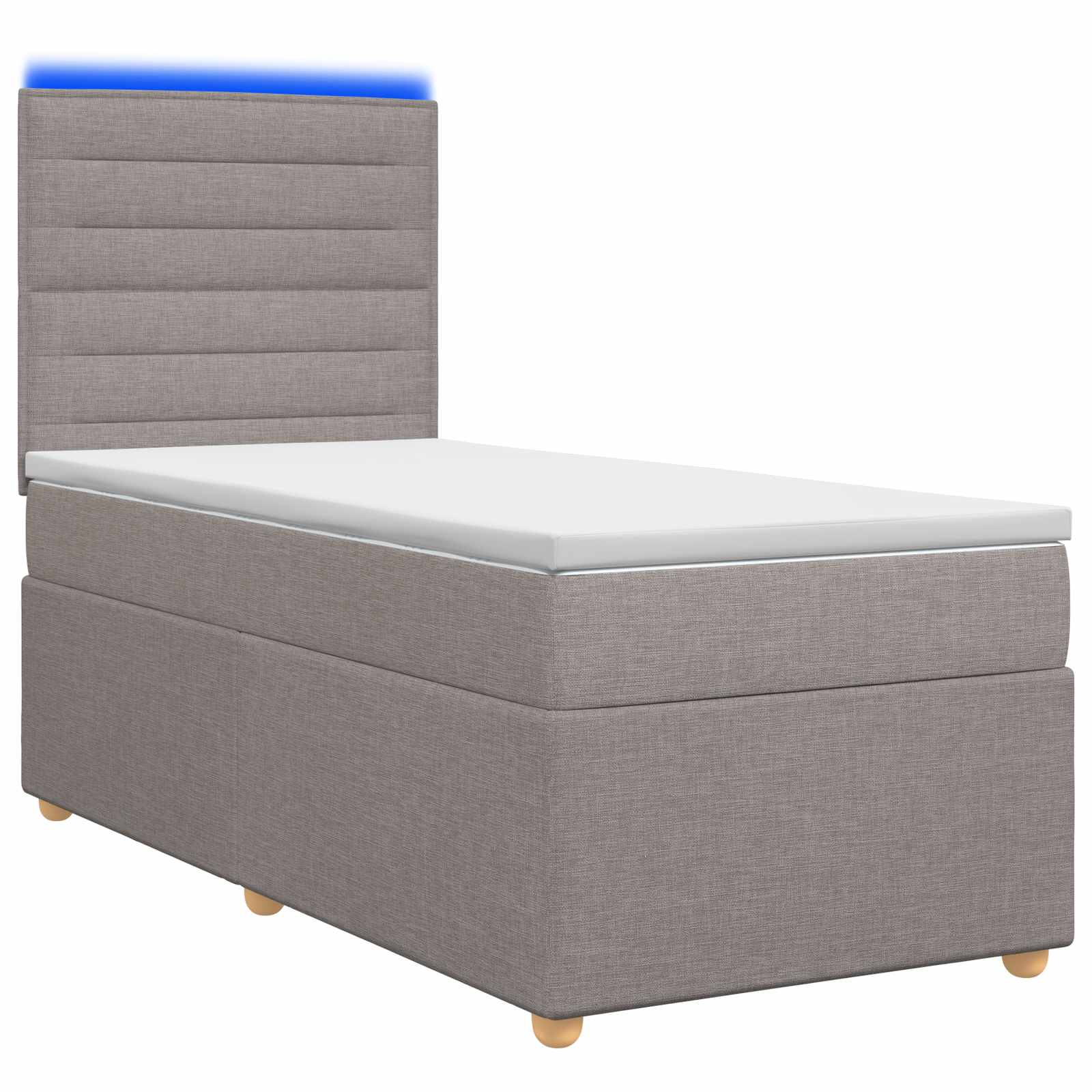 Boxspringbett 100x200 cm mit LED-Beleuchtung und Matratze Taupe