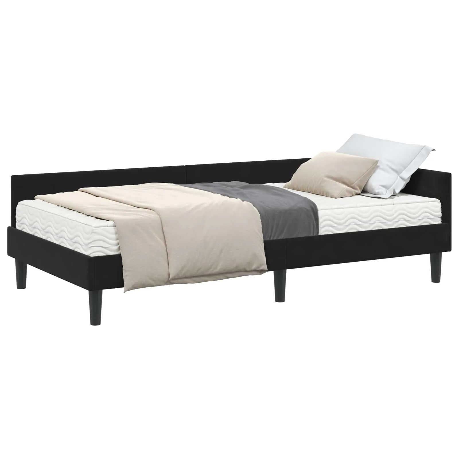 Eckbettgestell mit Matratze 204 x 94 x 57 cm Schwarz