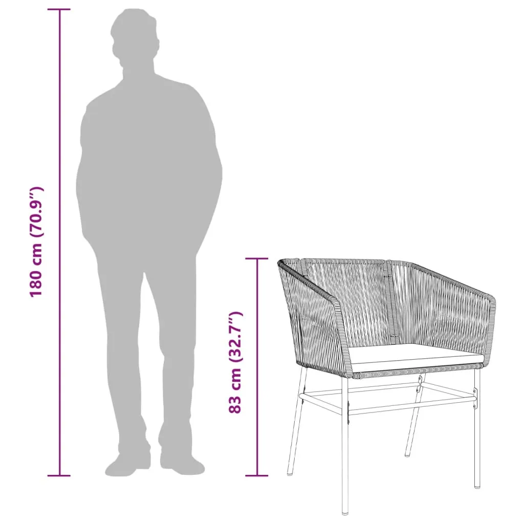 Gartenstuhl 63x63x83 cm Grau aus PE-Rattan und pulverbeschichtetem Stahl