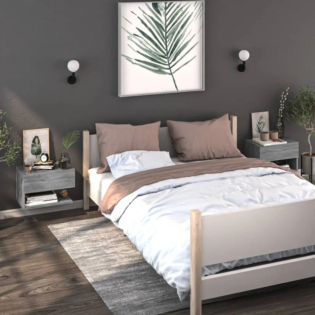 Wand-Nachttisch 46 x 29,5 x 30 cm Grau Sonoma Holzwerkstoff