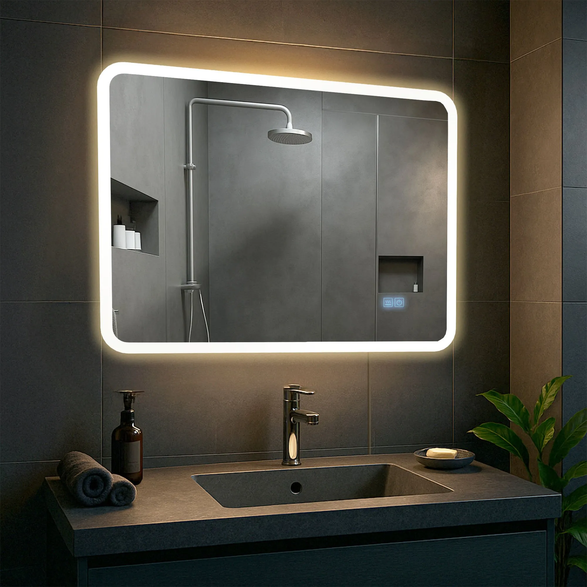 Badspiegel Jericho Bluetooth LED 80x60 cm Klarglas