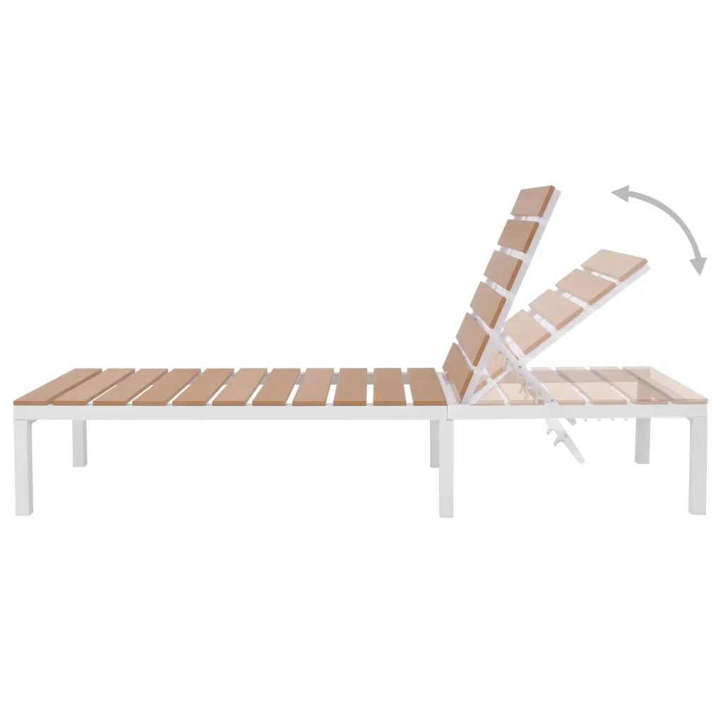 Sonnenliege Aluminium WPC 63x198x33-92 cm Weiß und Braun