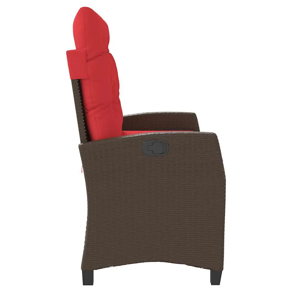 Garten-Relaxbank Braun 105x66x93 cm verstellbar aus PE-Rattan