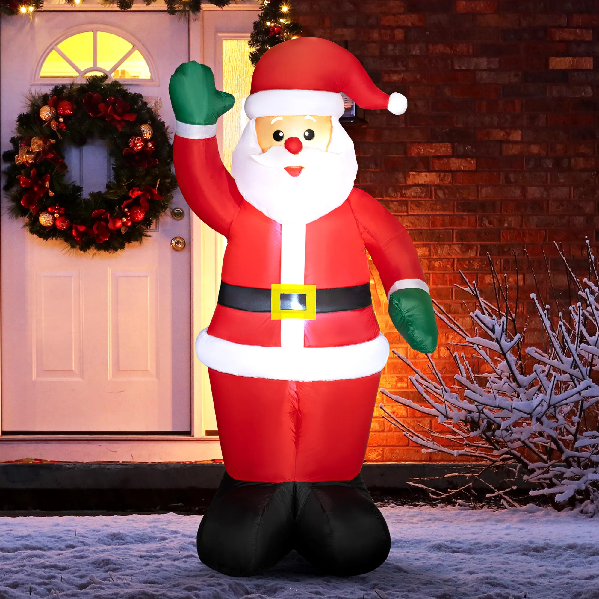 Weihnachtsmann, 1,84 m groß, mit LED-Beleuchtung, selbstaufblasende Gartendeko