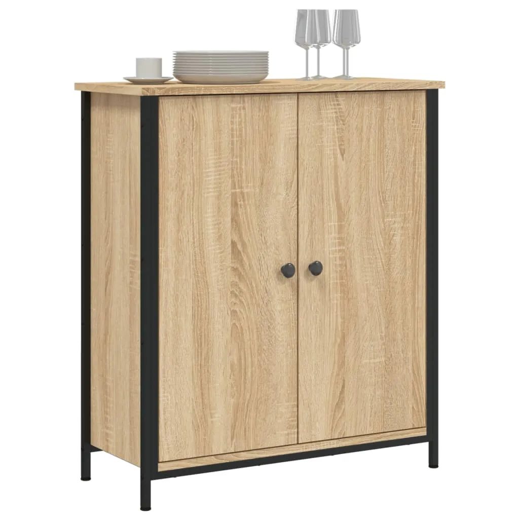 Sideboard 70x30x80 cm Sonoma-Eiche aus Holzwerkstoff und Stahl