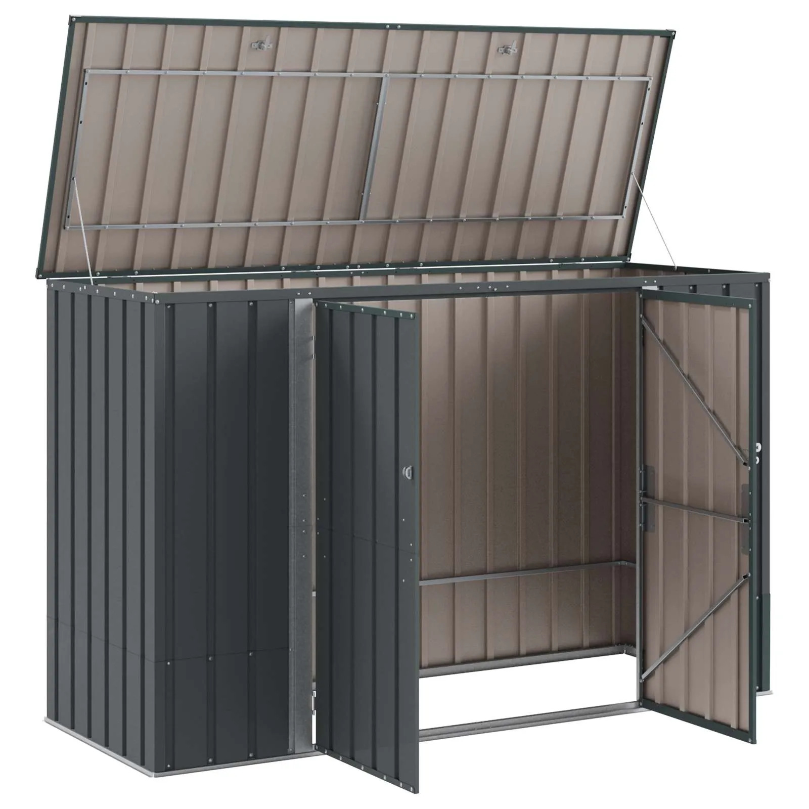 Abschließbare Gartenlagerbox 214x82x132 cm Schwarz aus Stahl