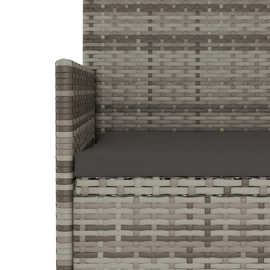 3-Sitzer Bank aus PE-Rattan und pulverbeschichtetem Stahl 140x51x85 cm Grau