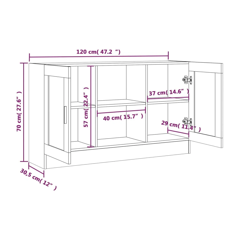 Sideboard Holzwerkstoff MDF 120 x 30,5 x 70 cm Braun Eichen-Optik