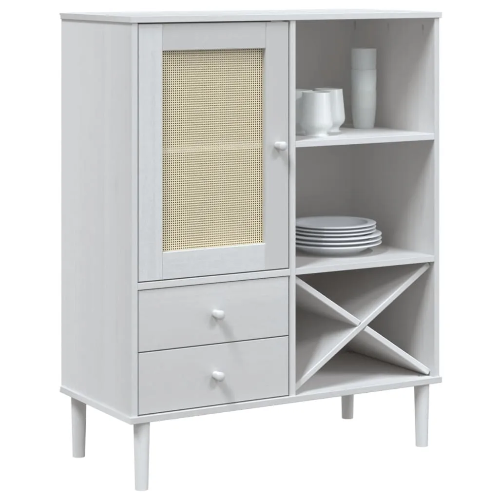 Highboard Weiß aus massivholz mit UV-Lackierung 90 x 40 x 112 cm