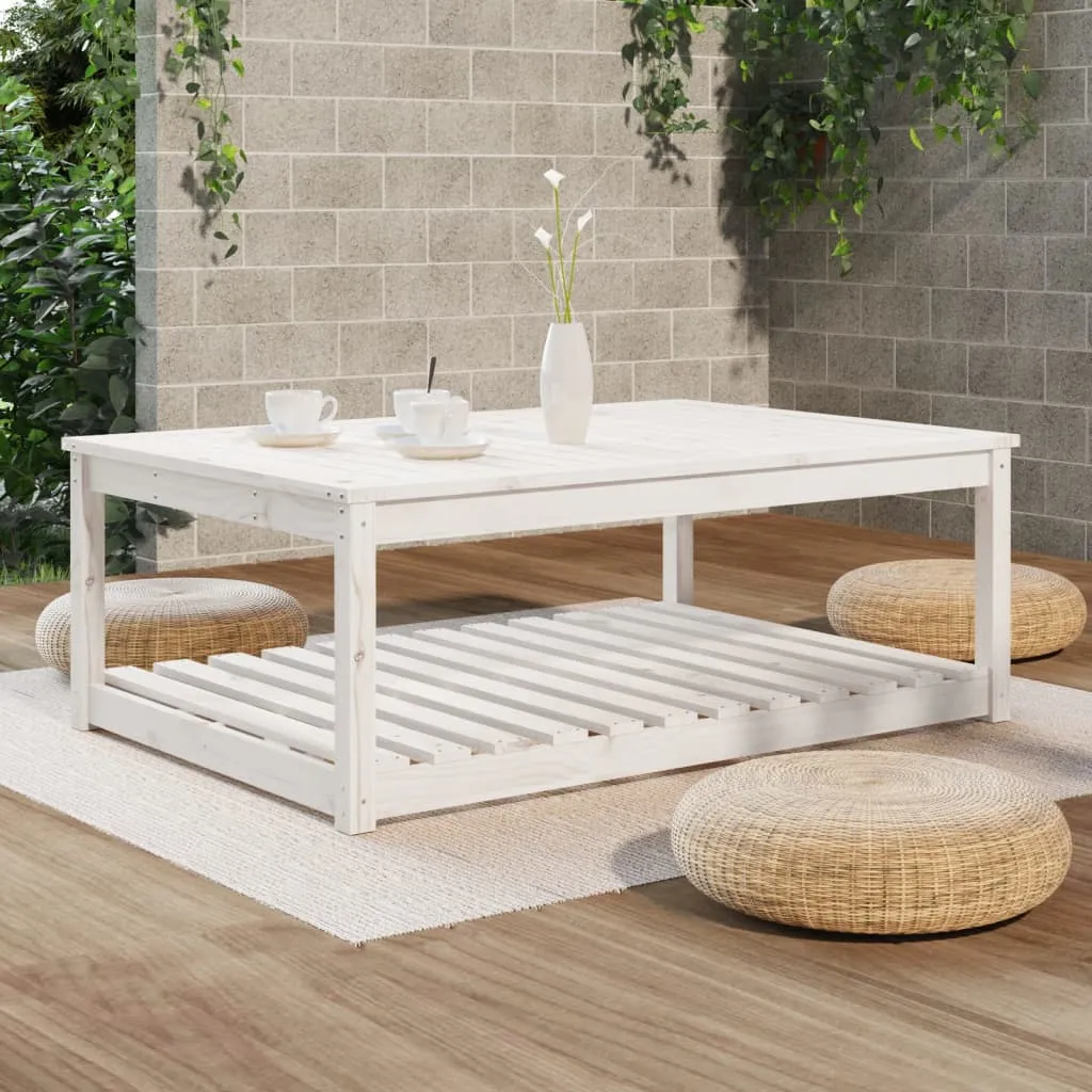Gartentisch aus massivem Kiefernholz 121 x 82,5 x 45 cm in Weiß
