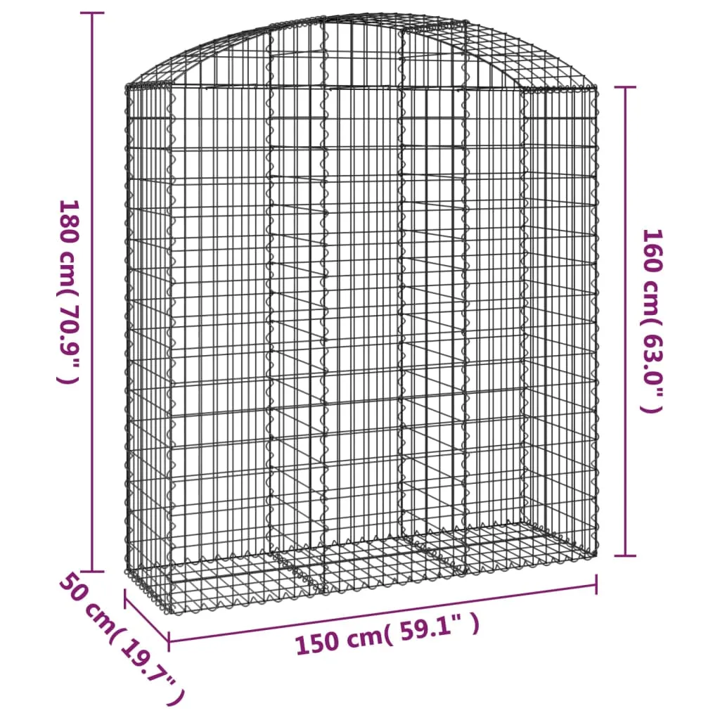 Gabionenkorb verzinktes Eisen 150x50x160/180 cm Silber