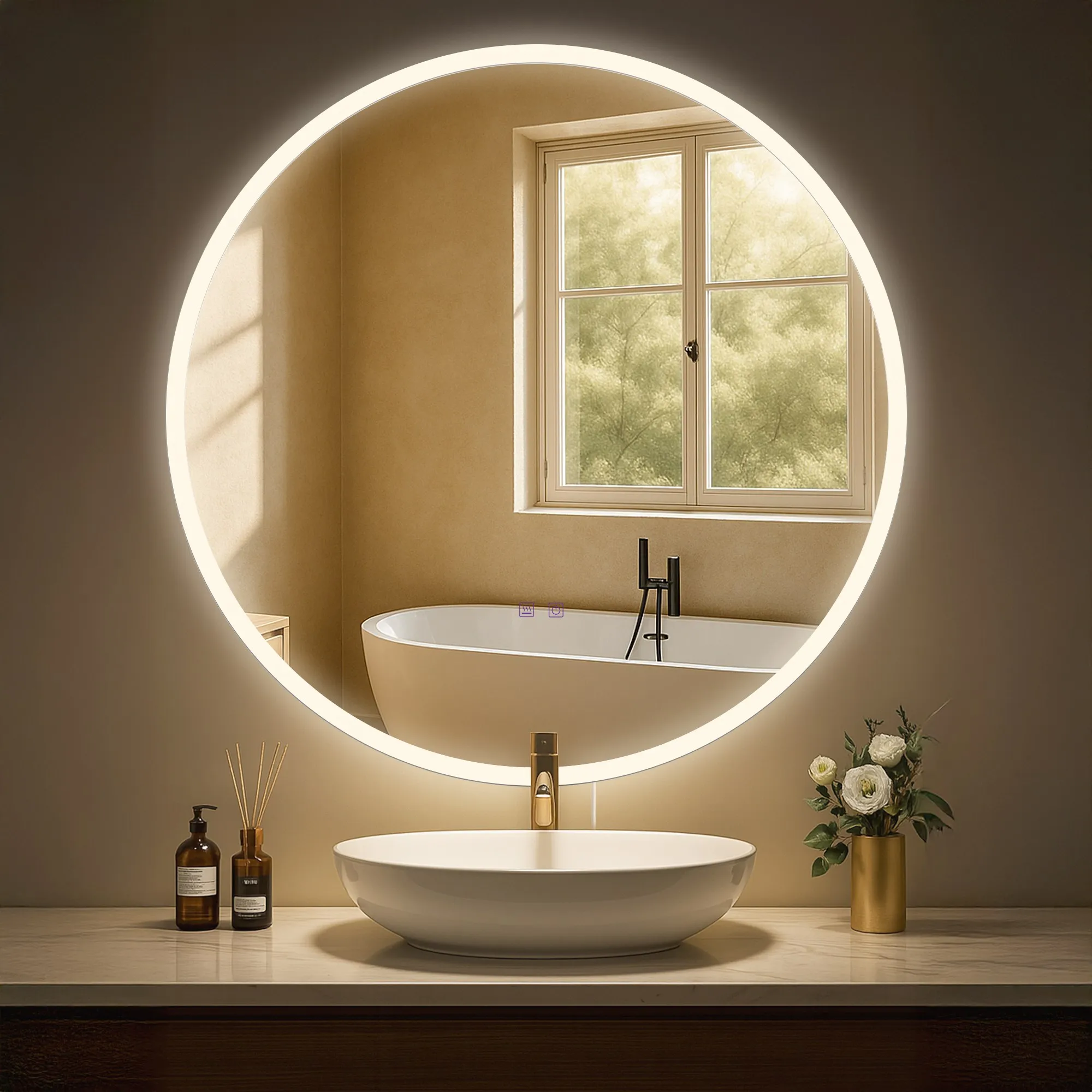 Badspiegel Laconia Bluetooth 80x80 klarglas