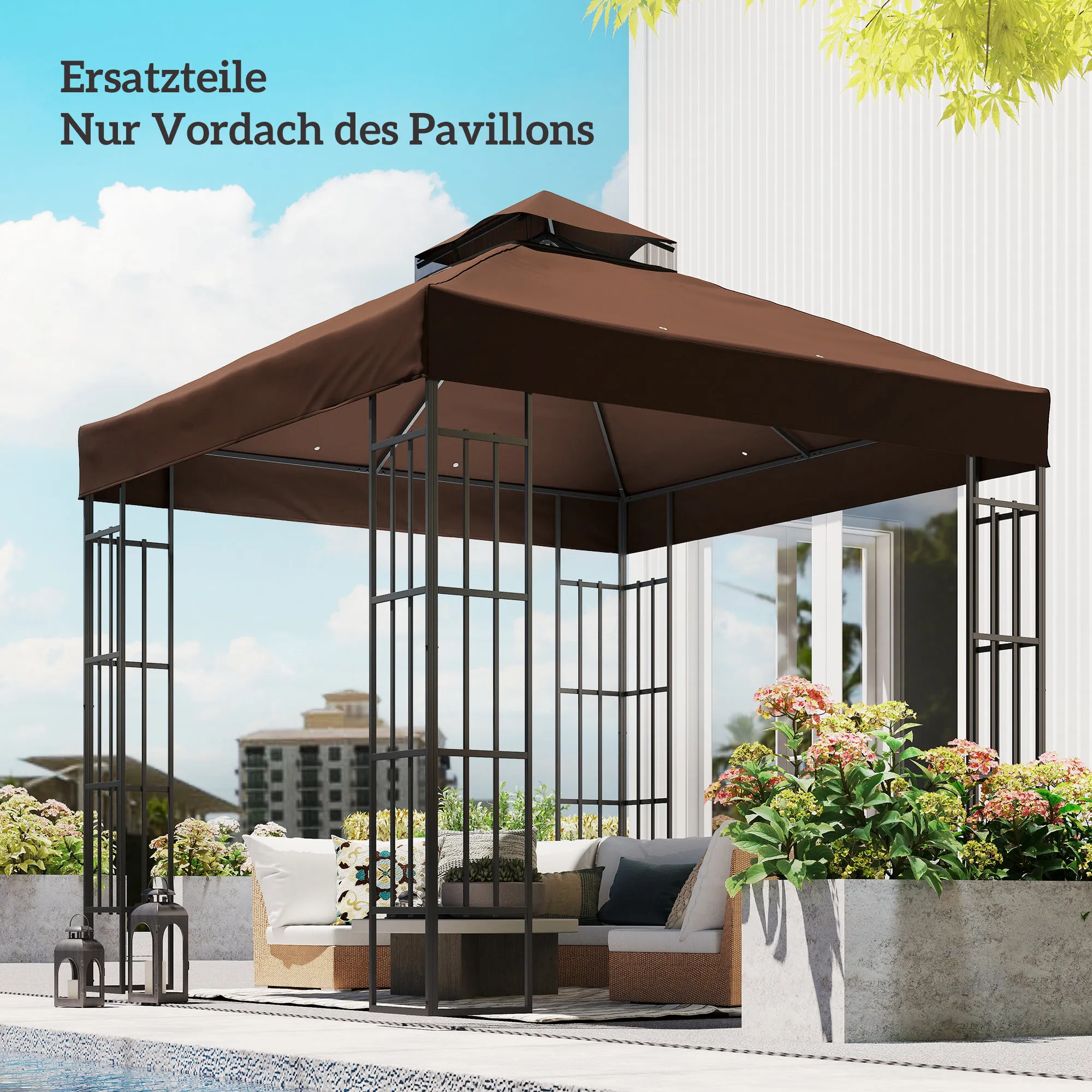 Ersatzdach 300x300 cm Kaffee für Pavillon