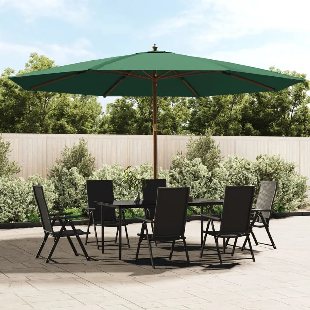 Grüner Sonnenschirm 400 x 273 cm mit Naturholzgestell