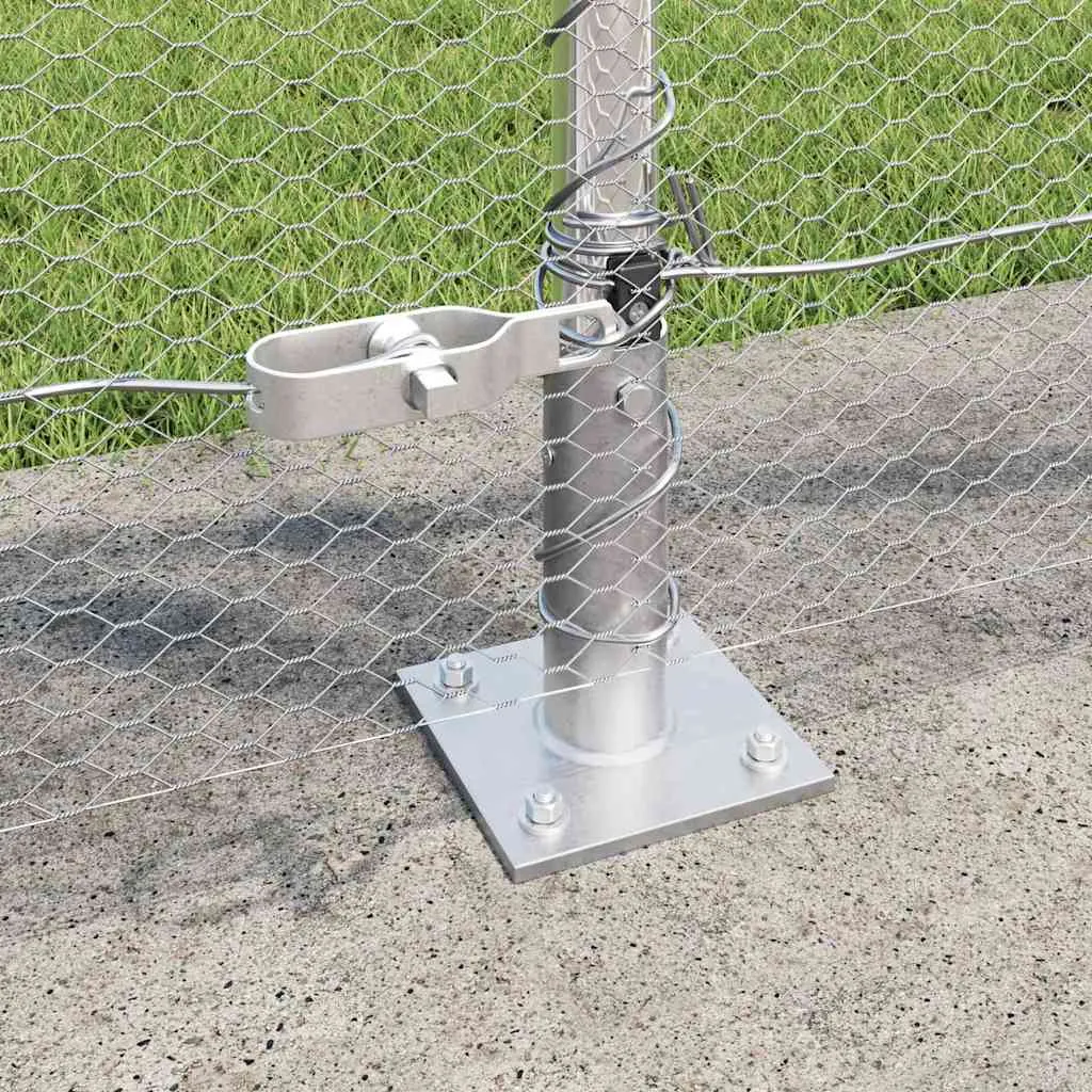 Outdoor-Hexagon-Zaun mit Betonbasis 10 x 0,8 m Silber Netz