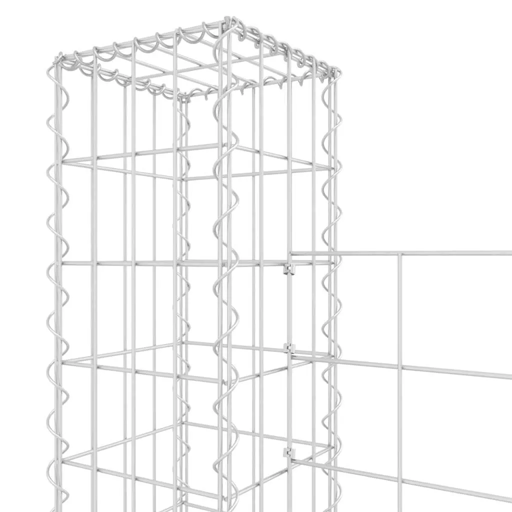Gabione Steinkorb 140x20x150 cm Silber aus Eisen mit 2 Pfosten