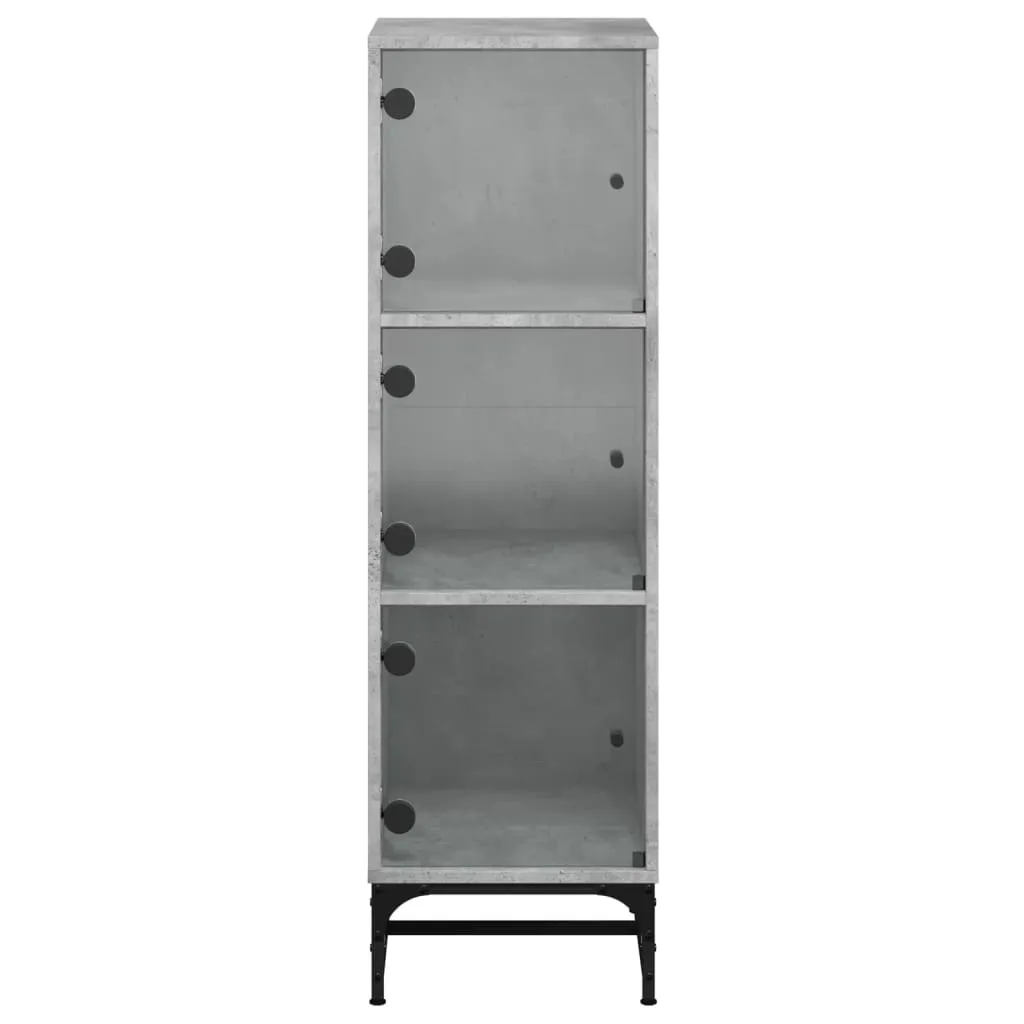 Highboard mit Glastüren Betongrau 35x37x120 cm