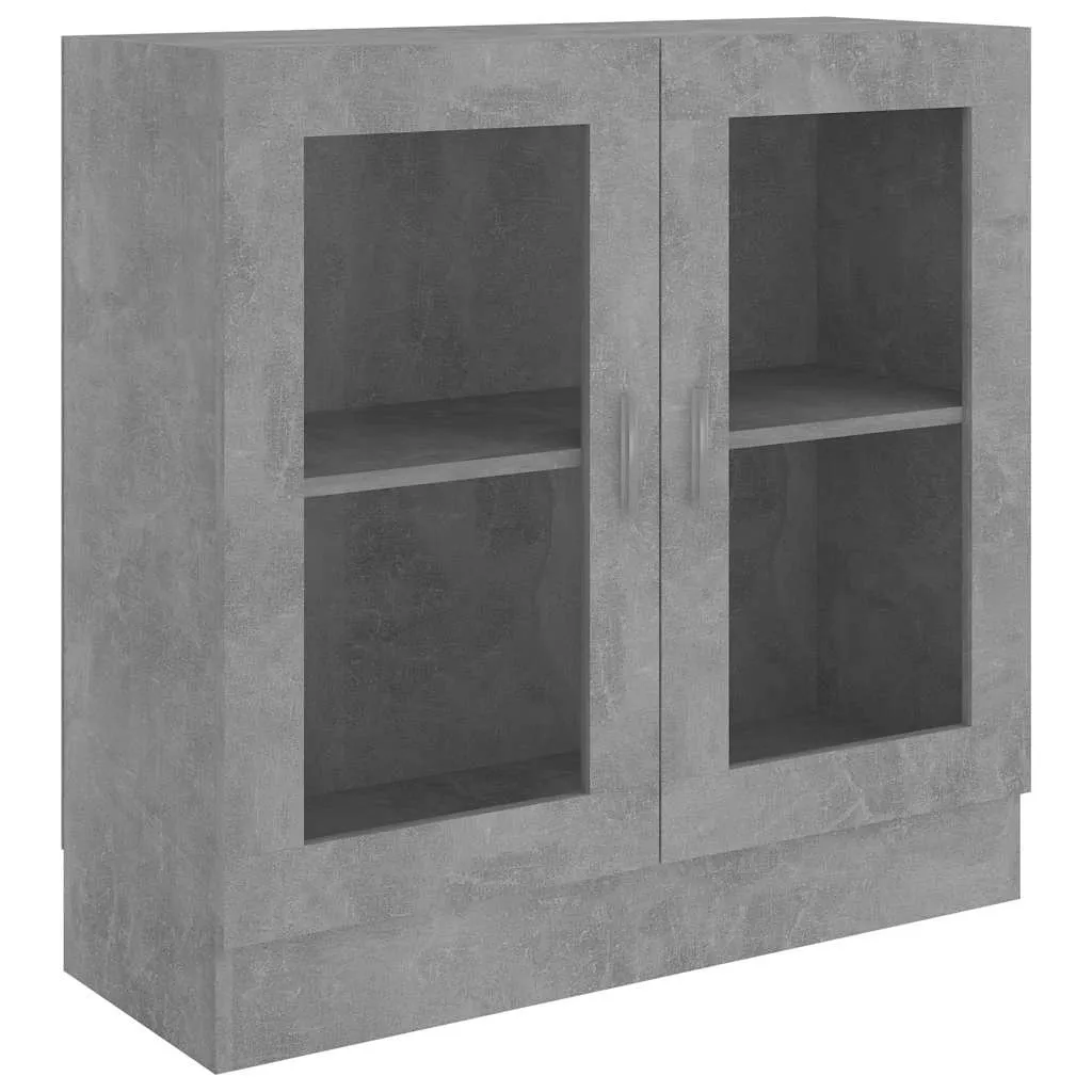 Vitrine mit 2 Fächern und 2 Türen 82,5x30,5x80 cm Betongrau