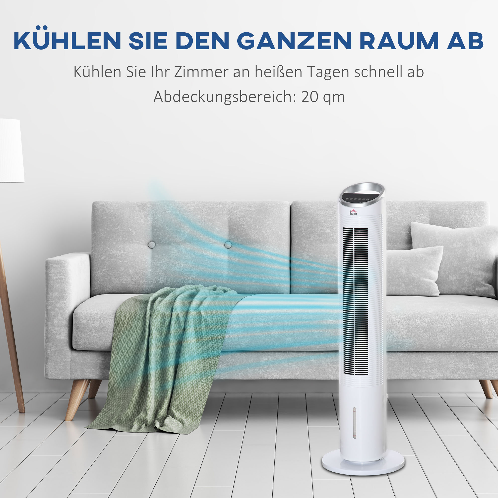 Ventilator mit Eisboxen, 30 cm Durchmesser, Weiß
