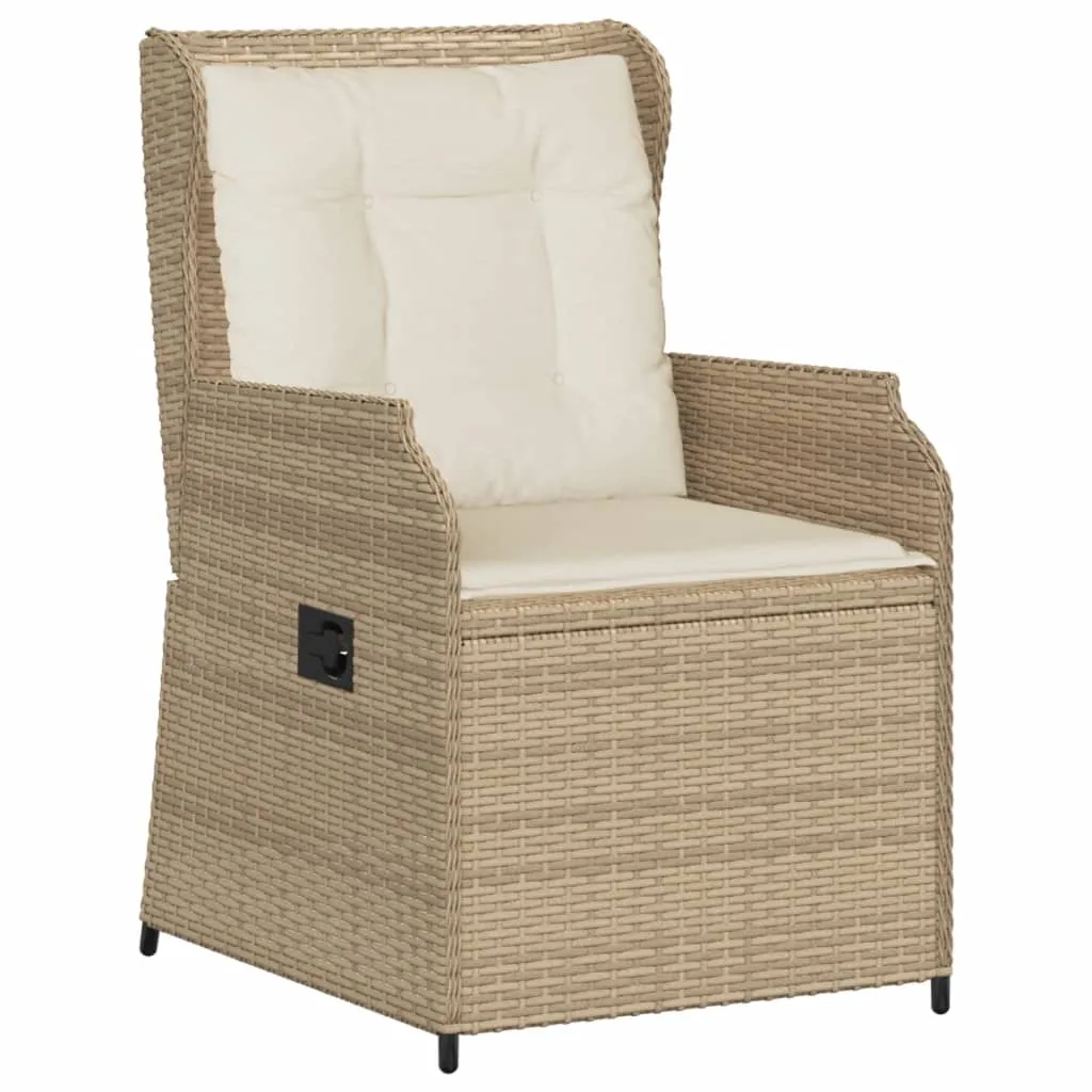 Verstellbarer Gartenstuhl Beige 55x67x95 cm mit PE-Rattan und Stahlrahmen