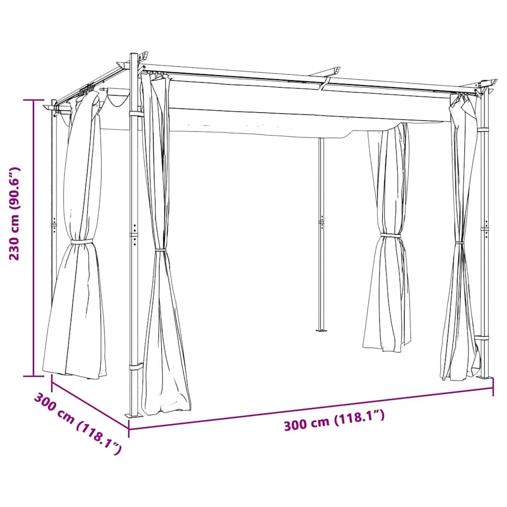 Wetterfester Pavillon Creme 3x3x2,3 m mit Stahlgestell und UV-Schutz
