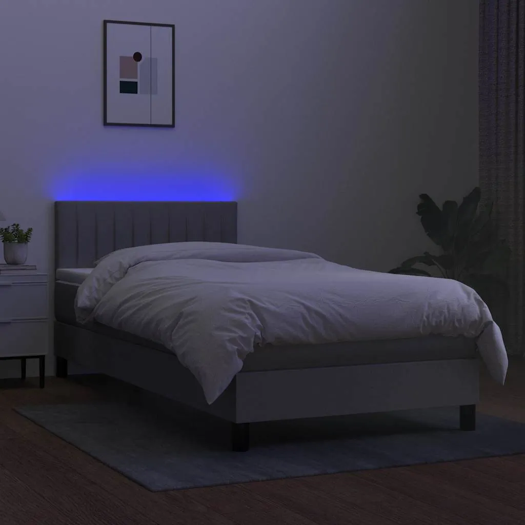 Boxspringbett mit Matratze, LED-Streifen, Hellgrau, 80x200 cm