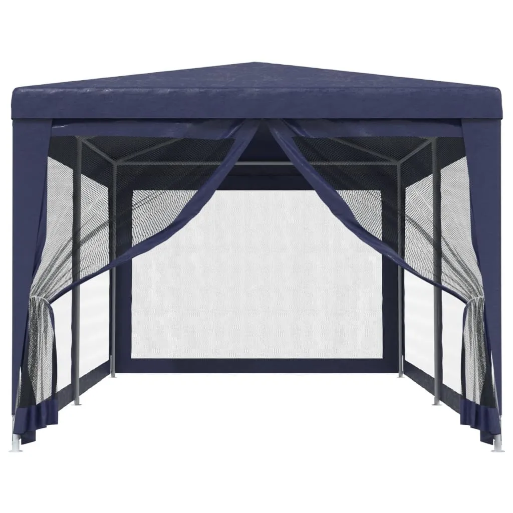 Blaues Partyzelt 296x594x258 cm mit robustem Eisenrahmen und Mesh-Seitenwänden