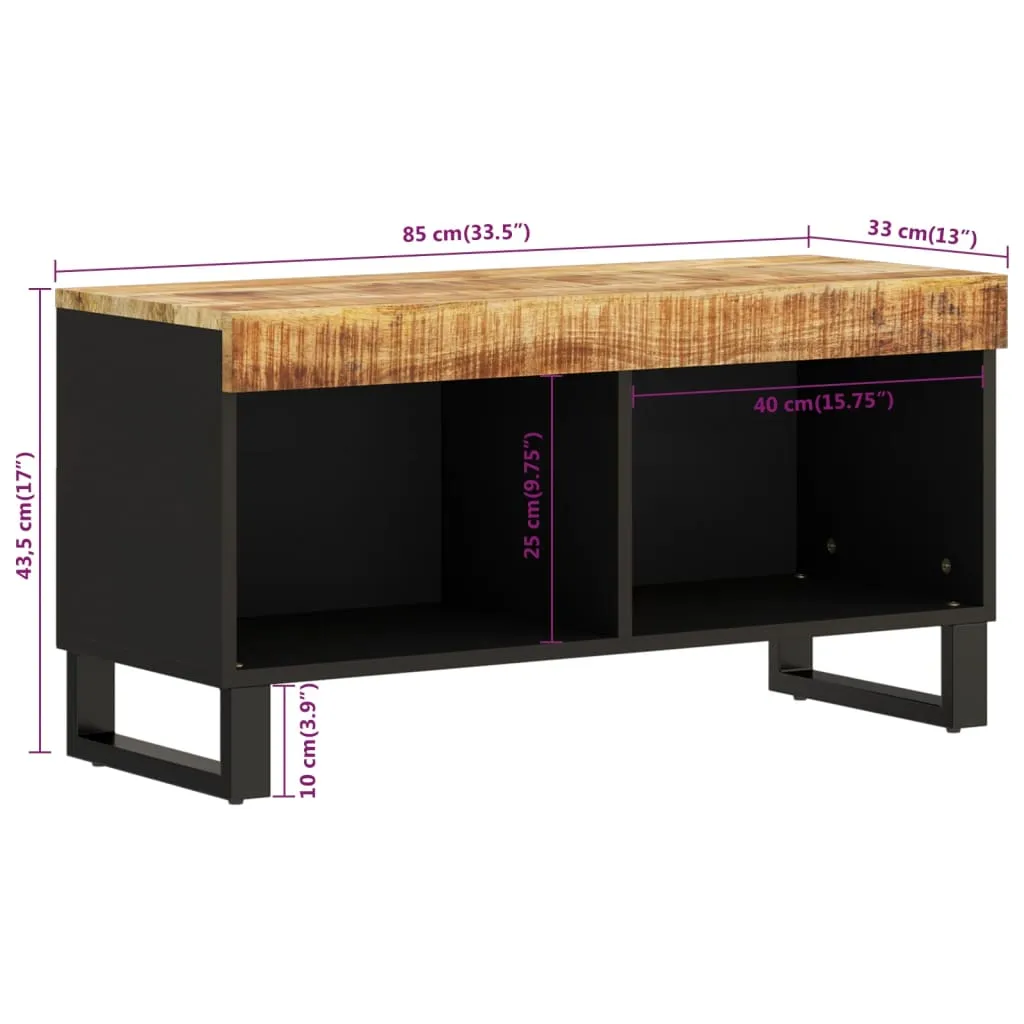 TV-Schrank aus Vollholz mit Eisenbeinen, 85 x 33 x 43,5 cm, Naturfarben