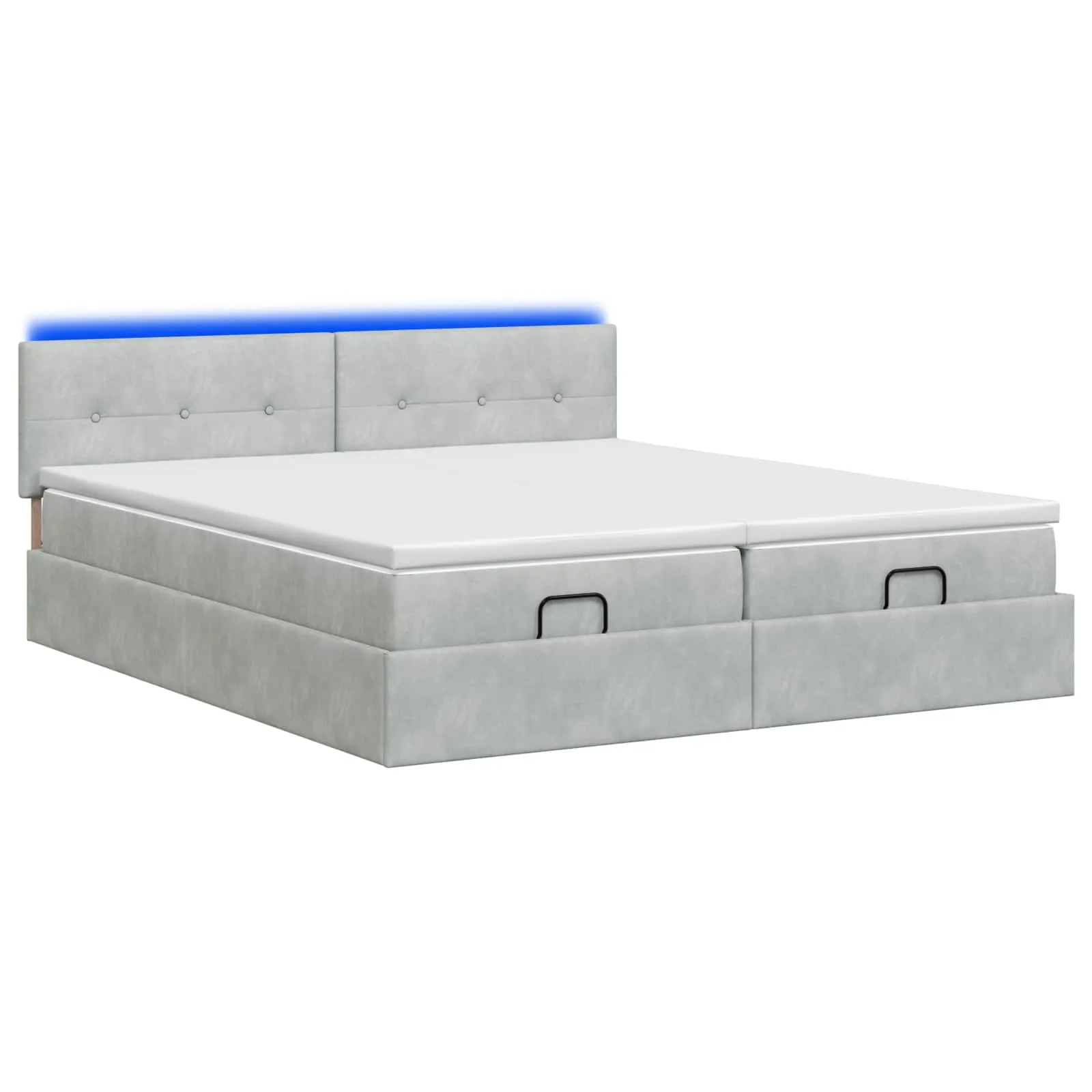 Ottoman-Bett mit Matratze 203 x 180 x 88 cm Hellgrau