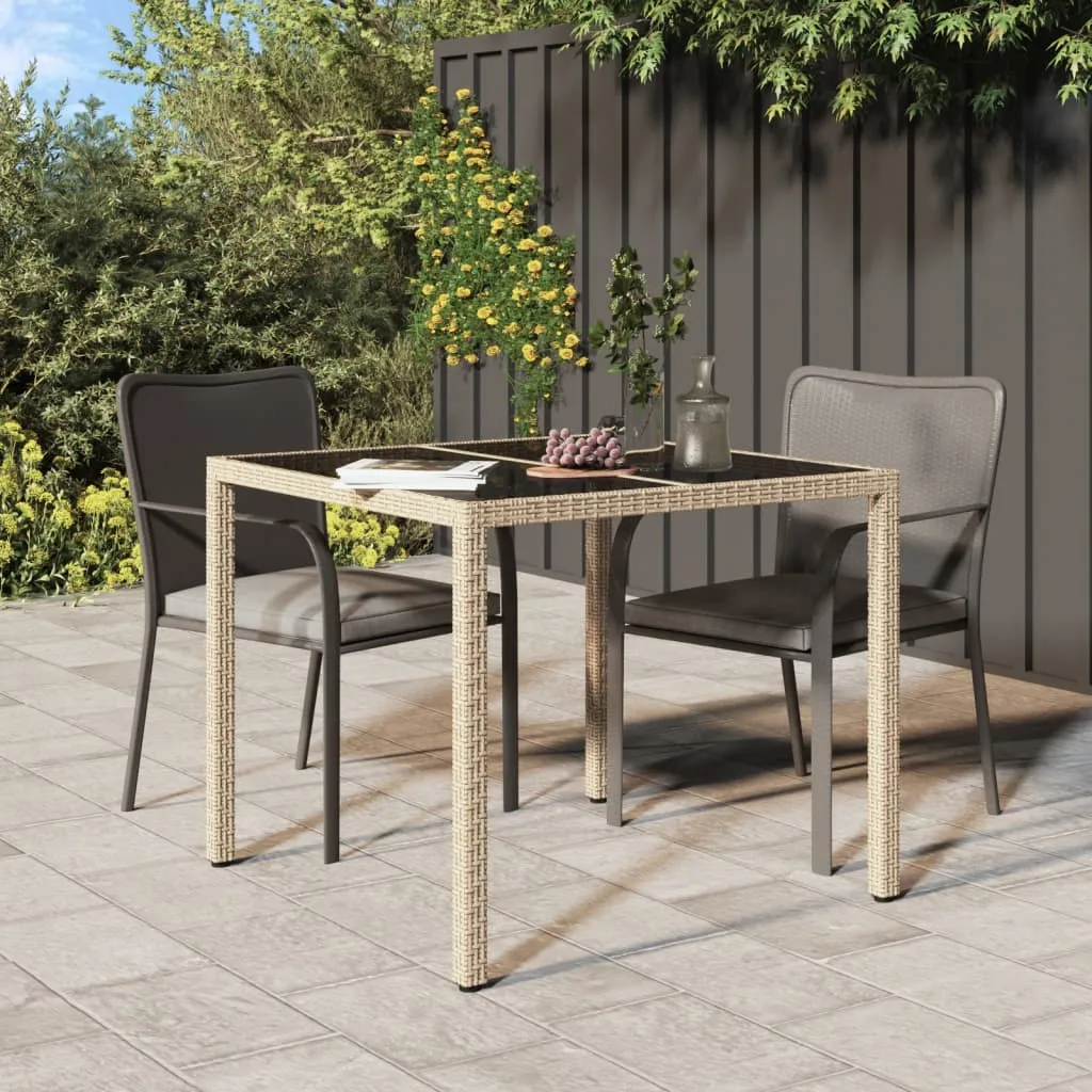 Gartentisch Poly Rattan 90x90x75 cm Beige und Schwarz