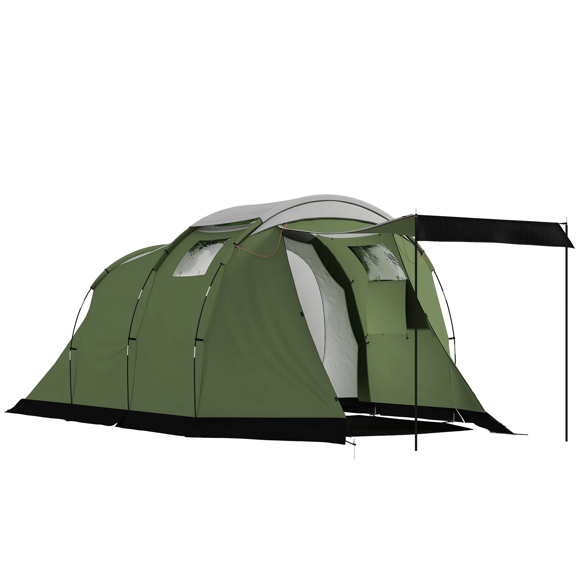 Zelt 4 Personen 460x260x190 cm Armeegrün-Schwarz-Grau