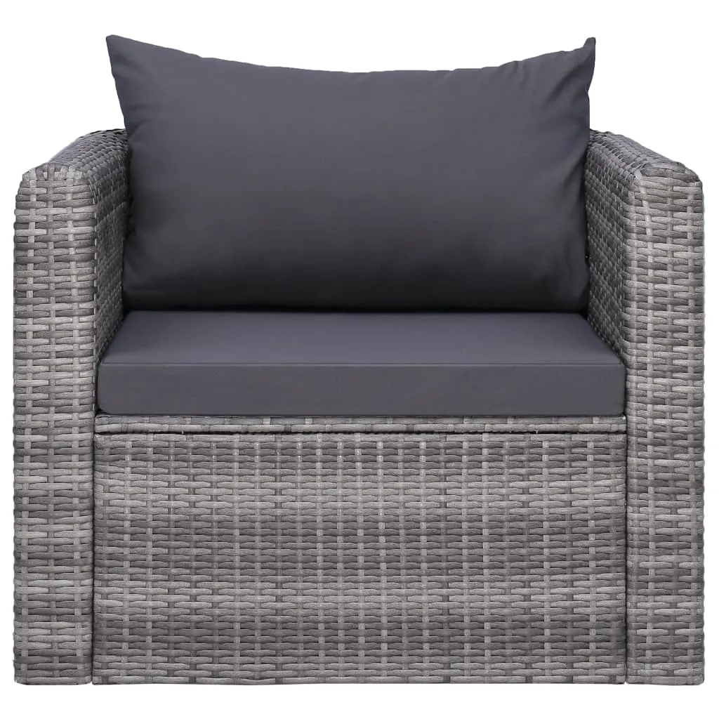 Gartenstuhl mit Polster und Kissen Poly Rattan Grau