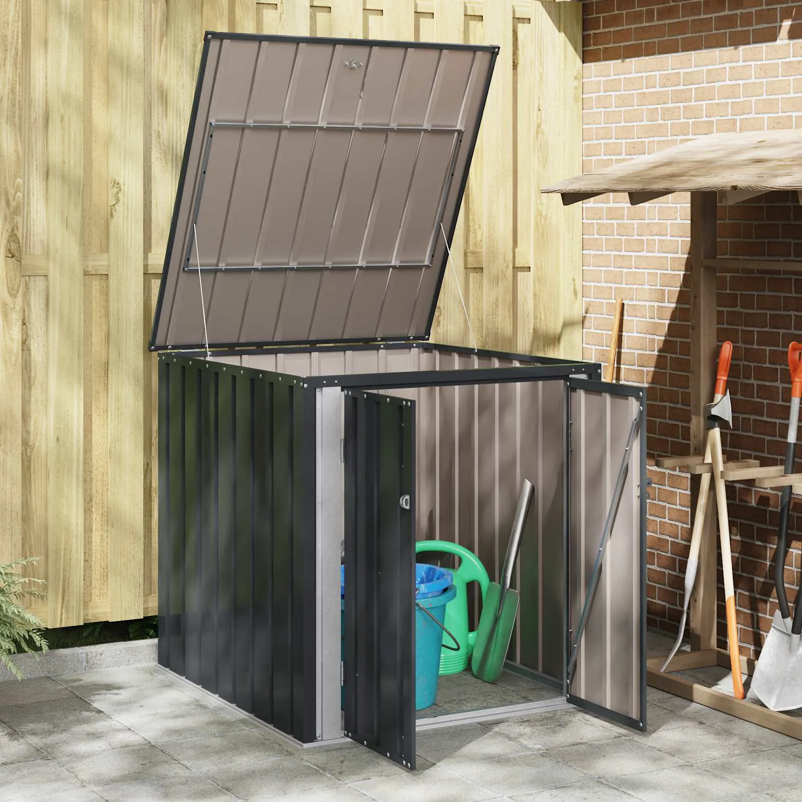 Abschließbare Gartenbox aus Stahl 101,5x107x100 cm Schwarz