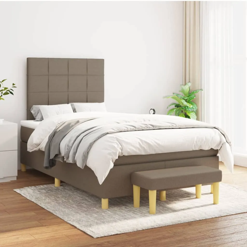 Boxspringbett mit Matratze, Topper und Bank, 120x200 cm, Taupe