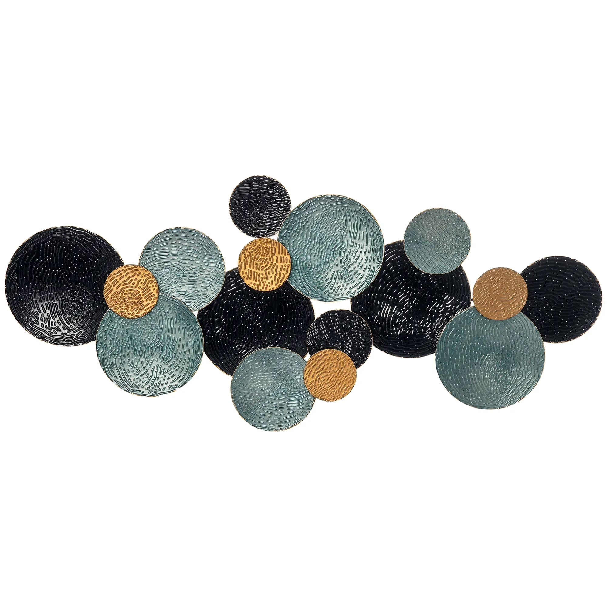 3D-Wanddekoration mit Kreisen 121 cm x 4 cm x 53 cm Metall Blau + Schwarz